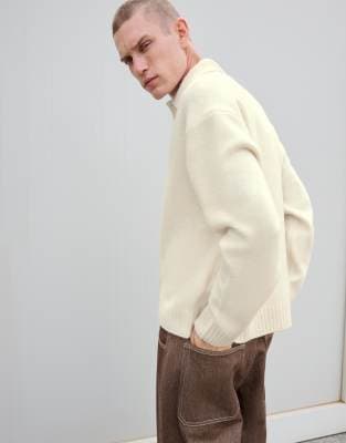 Bershka - Pull à col polo - Beige