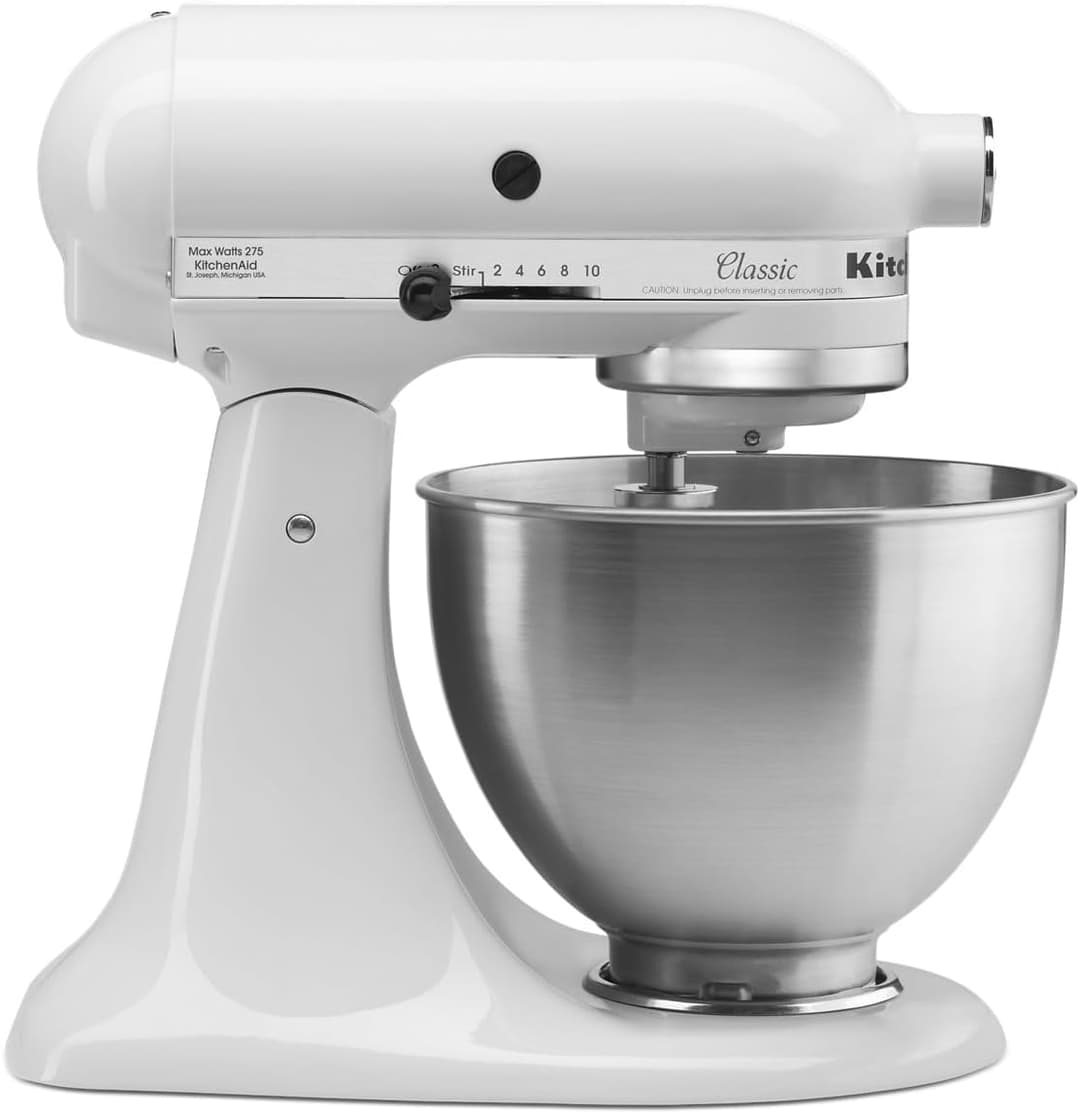 KitchenAid Classic Series 4.5-Quart Tilt-Head Stand Mixer, White, K45SSWH