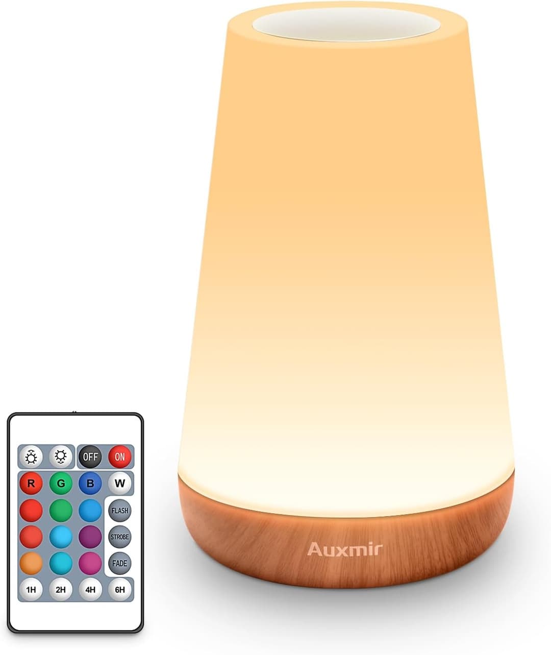 Auxmir Nachtlampje, led-nachtlampje, sfeerlamp, slaapkamer, nachtlamp, touchscreen, met 13 kleuren, RGB, oplaadbaar, USB, afstandsbediening voor slaapkamer, woonkamer, camping