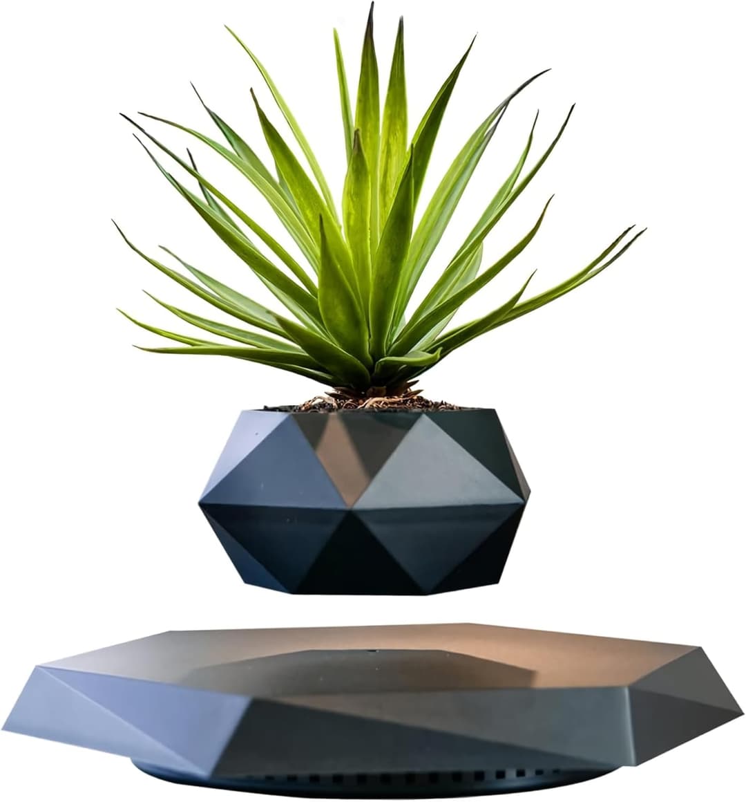 Levitating Plant Pot, Magnetic Levitation Flower Pot Rotating Planters Suspension Floating Plant Succulents Potted for Home Living Room Office Desk Decoration (Black)