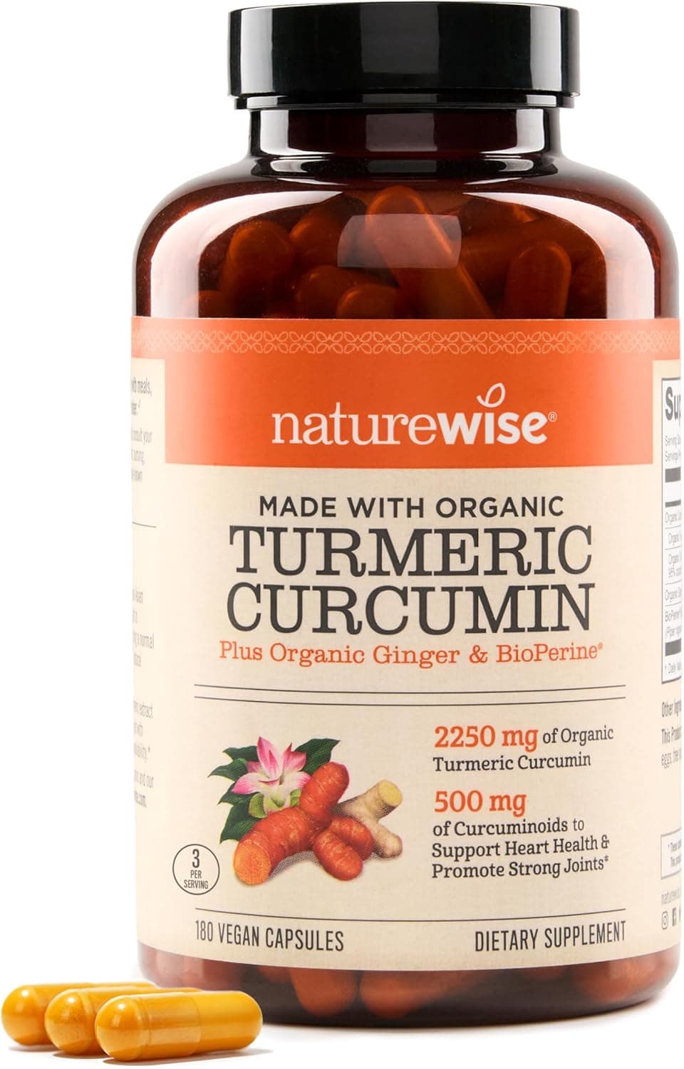 NatureWise Curcumin Turmeric 2250mg - 95% Curcuminoids & BioPerine Black Pepper Extract for Advanced Absorption - Daily Joint and Immune Health Support - Vegan, Non-GMO, 180 Count[60-Day Supply]