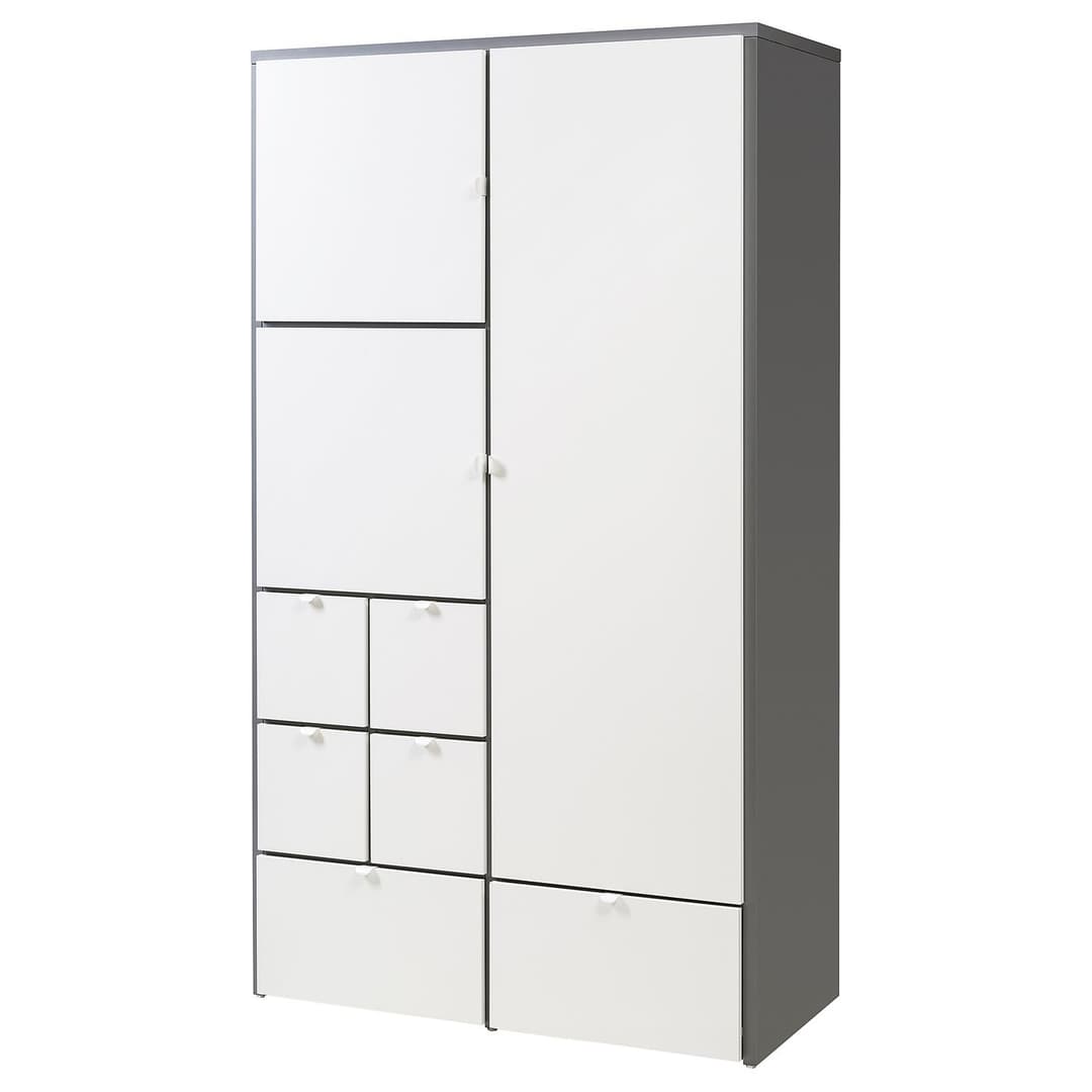 VISTHUS wardrobe, grey/white, 122x59x216 cm