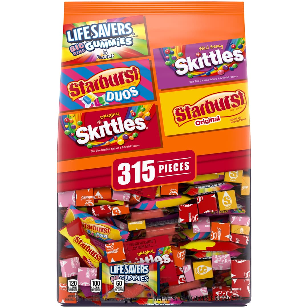 Skittles & More Assorted Fun Size Bulk Halloween Candy Bag - 97.68oz/315ct