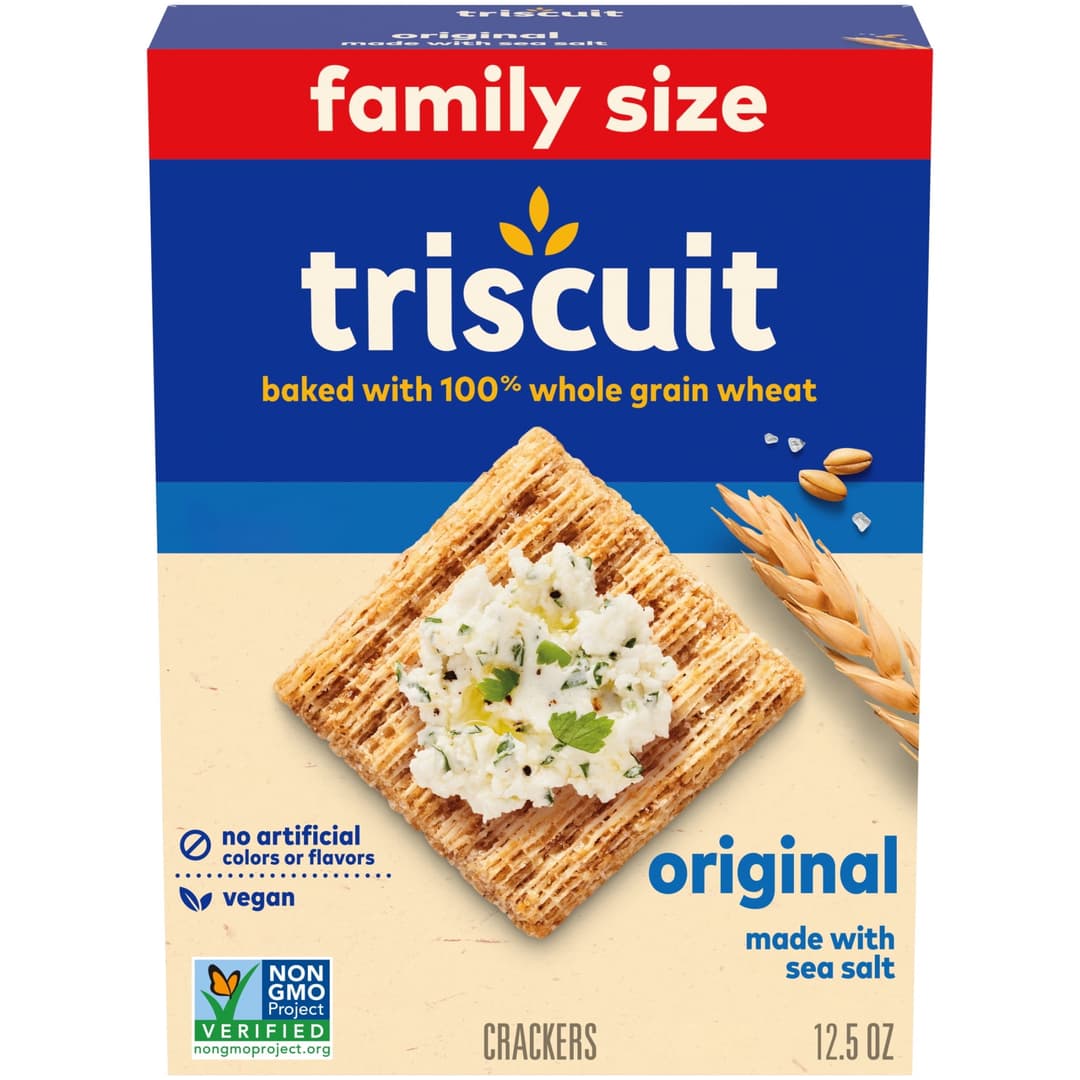 Triscuit Original Whole Grain Wheat Crackers, Vegan Crackers, Healthy Snacks, School Snacks, 12.5 oz