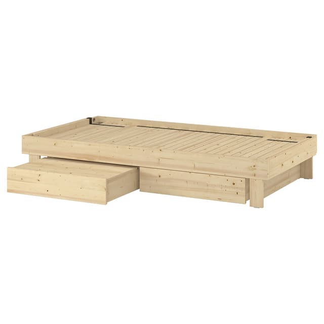 GLAMBERGET extendable bed with storage, pine, Twin/Full (Twin)