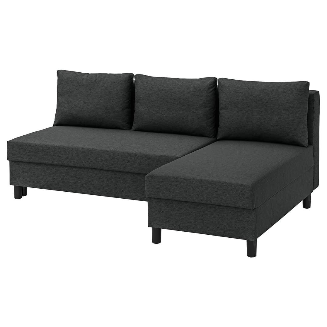 ÄLVDALEN 3-seat sleeper sofa with chaise, Knisa dark gray