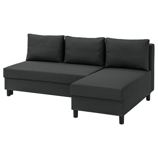 ÄLVDALEN 3-seat sleeper sofa with chaise, Knisa dark gray