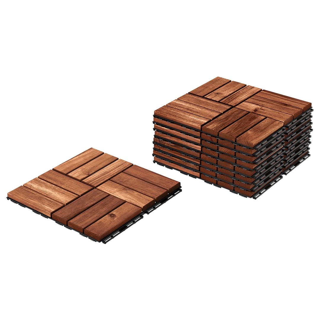 RUNNEN decking, outdoor, brown stained, 9 sq feet